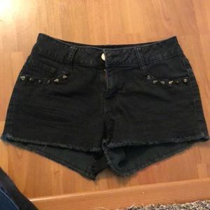 Black denim shorts